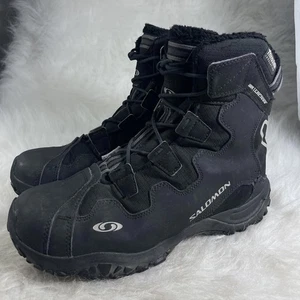 Salomon Snowtrip Thinsulate 200 Gram Waterproof Boots Mens Size 9.5 Black Hike - Picture 1 of 9
