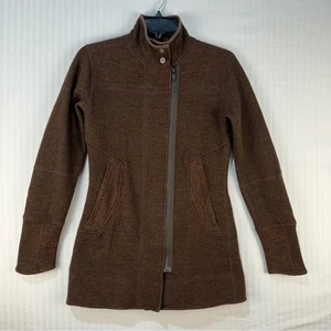 Title Nine Wool Blend Sweater Jacket Brown Knit Full Zip Women’s Size X-Small - Picture 1 of 11