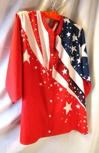 Blusa Estilo Manga 3/4 Abotonada Cuello en V Abierta Roja Blanca Azul Talla 5X Plusa (700-320) - Imagen 1 de 7