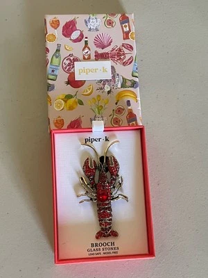 PIPER.K ЗОЛОТИСТЫЙ СТЕКЛЯННЫЕ КАМНИ ОМАР БРОШЬ/ЗАКОЛКА В РУБИНОВО-КРАСНЫЙ 3,5» - Изображение 1 из 4