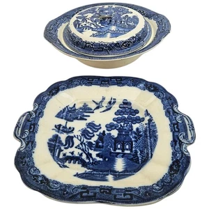 Tureen y plato con patrón de sauce con tapa azul/blanco Wedgwood - Imagen 1 de 8