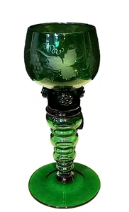 Ancien grand Verre à Vin Roemer Soufflé à la main XIXe Vert Vin d' Alsace - Picture 1 of 8