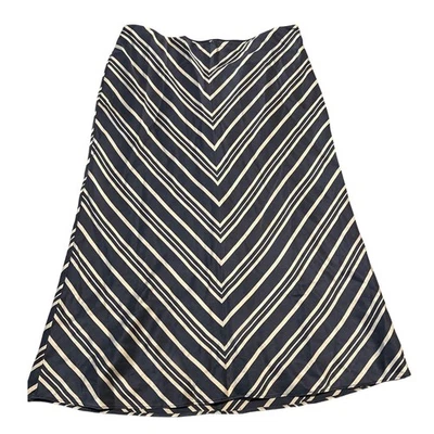 Falda midi Banana Republic Silk ALine azul marino crema a rayas talla 4 Foto 1 de 4