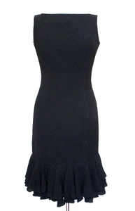 Vintage 50er Jahre Gay Gibson Kleid S Damen schwarz ärmellos Etui Stufen Rüschensaum - Bild 1 von 6