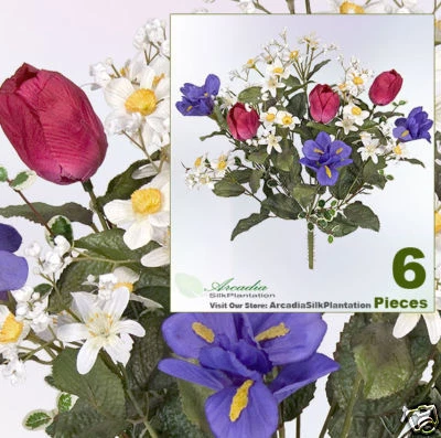 6 Tilipán Iris 16" Flores de Seda Planta Artificial Decoración Boda 180PUBT Foto 1 de 1