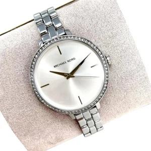 NEW AUTHENTIC MICHAEL KORS CHARLEY SILVER CRYSTALS WOMEN'S MK4398 WATCH - Picture 1 of 1