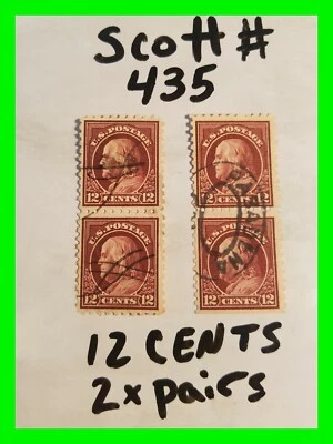 2x Pair Of Scott # 435 1 Pair ~ Pasadena Precancel & 1 Pair Pen Cancelled - Image 1 of 4