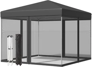 10'X10' Pop up Canopy Tent with 4 Mesh Curtains, Portable Shelter Gazebo, Easy O - Picture 1 of 12