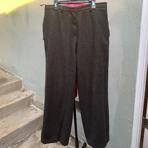 Prada Wool Herringbone Trousers Pants Gray Casual Women Pockets Business 46 - Picture 1 of 8