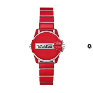 New Authentic Baby Chief Digital Red Enamel Stainless Steel Watch DZ2192 - Picture 1 of 6