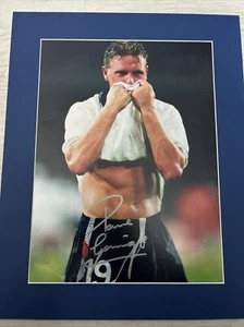 Paul Gascoigne Signed England 1990 Tears Photo Mounted England AFTAL Coa - Picture 1 of 5