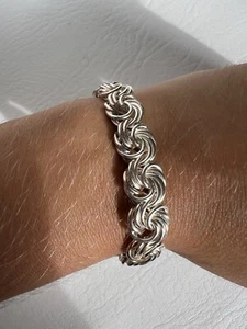 "Pulsera de cadena tejida de molinete vintage de plata de ley 925 de 7""" - Imagen 1 de 4