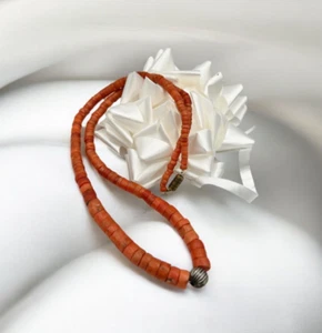 UNDYED VTG Salmon RED Antique Original Natural coral necklace Mediterranean 42 g - Picture 1 of 17