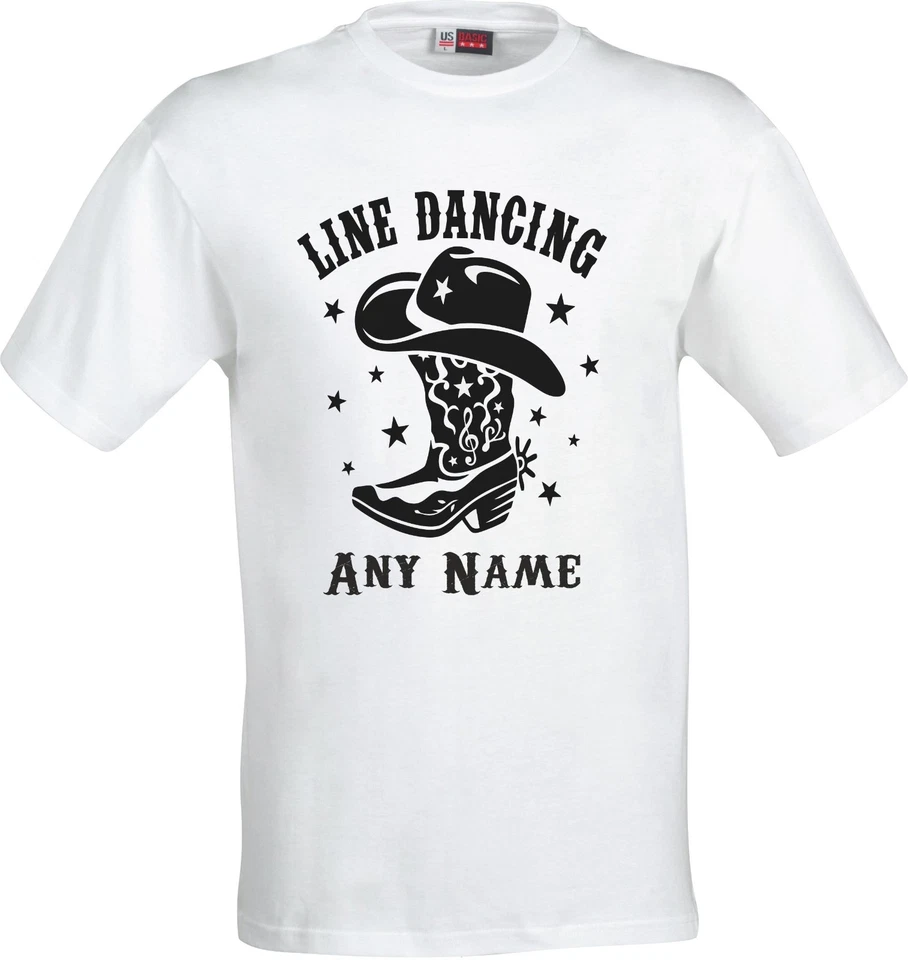 PERSONALISED LINE DANCING HAT AND BOOT DESIGN FULL COLOR SUBLIMATION T SHIRT