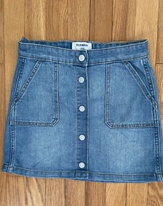 Old Navy Girl's Button Front Denim Jean Skirt  Size L 10-12 Adjustable waist - Picture 1 of 4