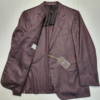 Jaqueta esportiva 48R EU 58 roxa US$ 2395 EXCLUSIVA CANALI espinha de peixe SEDA CASHMERE - Imagem 1 de 4