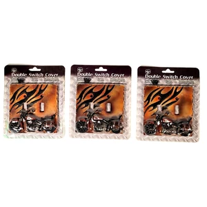 Lot Of 3 Road's End Motorcycle Double Light Switch Cover NEW Switch Plate Cover - Picture 1 of 5