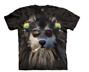 The Mountain T Smoking Rasta DJ Wolf Tie Dye Print T-Shirt Men's Size XL - Picture 1 of 1