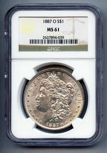 1887 O Morgan Silver Dollar NGC MS 61 - Picture 1 of 4