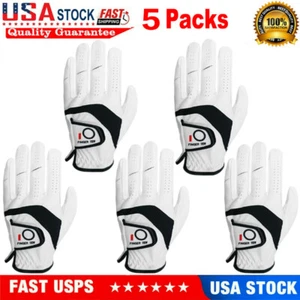 Cabretta Leather Golf Gloves ML Large Men Left Hand 5 Pack All Weather Grip RH - Picture 1 of 32