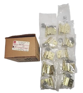 (10) Semi Concealed 3/8 Inset Cabinet Hinge Bright Brass Hager 1006 - Picture 1 of 9
