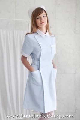 Blue Nurse Uniform - High Quality, 100% Cotton / With Nurse Cap / Blue / Scrubs - Image 1 of 4