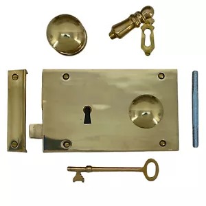 LEFT Hand Colonial Rim Lock in Solid Brass - Picture 1 of 5