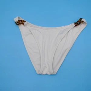Parte inferior de bikini Victorias Secret mediana blanca correa de cadena brasileña corte profundo nueva - Imagen 1 de 7