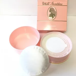 Vintage weiße Schultern Badepulver Parfüm duftend 2,6 Unzen rosa Waschtisch Dekor Neu - Bild 1 von 3