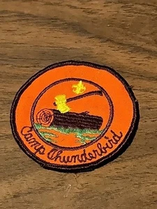 Vintage 70s Camp Thunderbird Boy Scout Badge PATCH BSA Ax Log - Picture 1 of 2