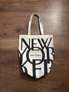 The New Yorker Magazin Canvas Buch Lebensmittel Arbeitstasche wiederverwendbare Tasche elfenbeinfarben - Bild 1 von 5