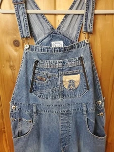 Vintage Carolina Blues Women’s Denim Carpenter Overalls Bib XL Baggy Embellished - Picture 1 of 6