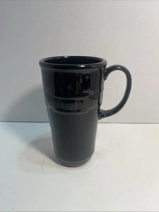 LONGABERGER Pottery Travel Mug Tall Coffee CupWoven Traditions Black No Lid 1416 - Picture 1 of 5