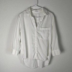Camisa Bella Dahl Blanca Cambray Abotonada Dobladillo Crudo Mediano Tencel 212 - Imagen 1 de 7