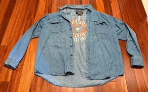 Vintage Harley Davidson Men’s XXL Denim Blue Long Sleeve Shirt 98221-03VM - Picture 1 of 7