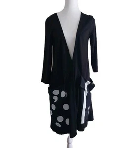 Tekbika By Alembika Tap Pocket Jacket Polkadot Stripe Long Cardigan Sz 2 RRP$175 - Picture 1 of 12