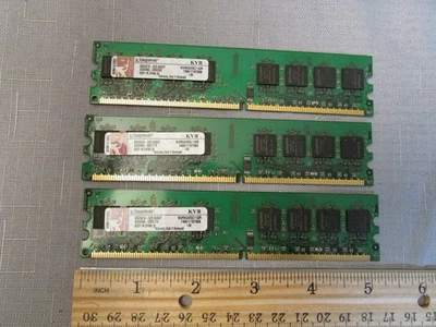 (3) Kingston 1GB  RAM Low Profile KVR800D2/1GR Used From Dell Optiplex - Image 1 of 2