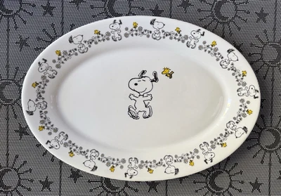 Peanuts SNOOPY & WOODSTOCK 14 «керамическая белая тарелка тарелка новый танцы цветы - Изображение 1 из 4
