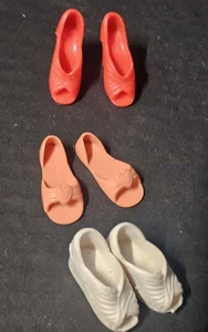 Vintage 1970s Mego Doll Wonder Woman White Pink & Salmon Pink Shoes - 3 Pairs - Picture 1 of 7