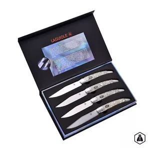 LAGUIOLE 4 steak knives with real mother-of-pearl handles in gift box RRP £244 - Picture 1 of 5