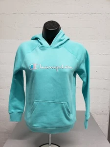 Champion Fleece Big Girls Embroidered Fleece Hoodie Size Medium Light Sea Green - Picture 1 of 4