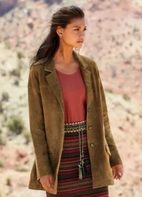 Peruvian Connection Suede Boyfriend Coat Size XS Walnut Brown Jacket - Image 1 of 4