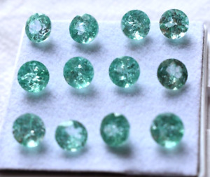 6 mm 10 Pcs Natural Colombian Green Emerald Round Lot Loose Certified Gemstone