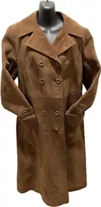 Vintage Mark Foy’s Furs Genuine Suede Jacket Coat Trench Women’s Size 16 Brown - Picture 1 of 18