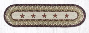 Geflochtene Jute Hand Schablonen Oval Tischläufer. Erdteppiche. SCHEUNENSTERNE BRAUN - Bild 1 von 1