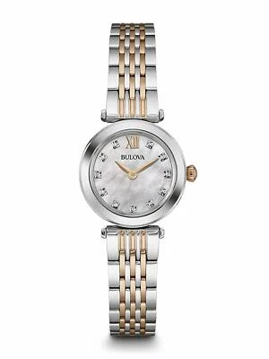 Reloj para mujer Bulova 98P156 11 diamantes gris esfera mop tono oro rosa y plata Foto 1 de 4