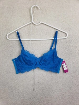 Ambrielle Women Top M/6 Blue Nylon Blend Underwired Floral Lace Adjustable Strap - Image 1 of 4