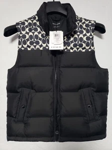 NWT Men's Coach Signature Puffer Vest Black, White, Size M Medium New - Picture 1 of 11
