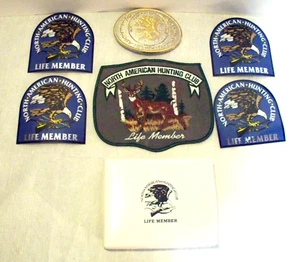 Vintage North American Hunting Club-Life Member Gold/Silver Belt Buckle Patch ++ - Picture 1 of 7