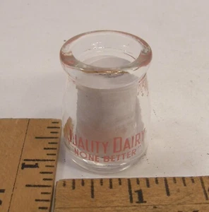 VINTAGE 1 3/4" MINI CLEAR GLASS QUALITY DAIRY ADVERTISING CREAMER CREAM BOTTLE - Picture 1 of 19